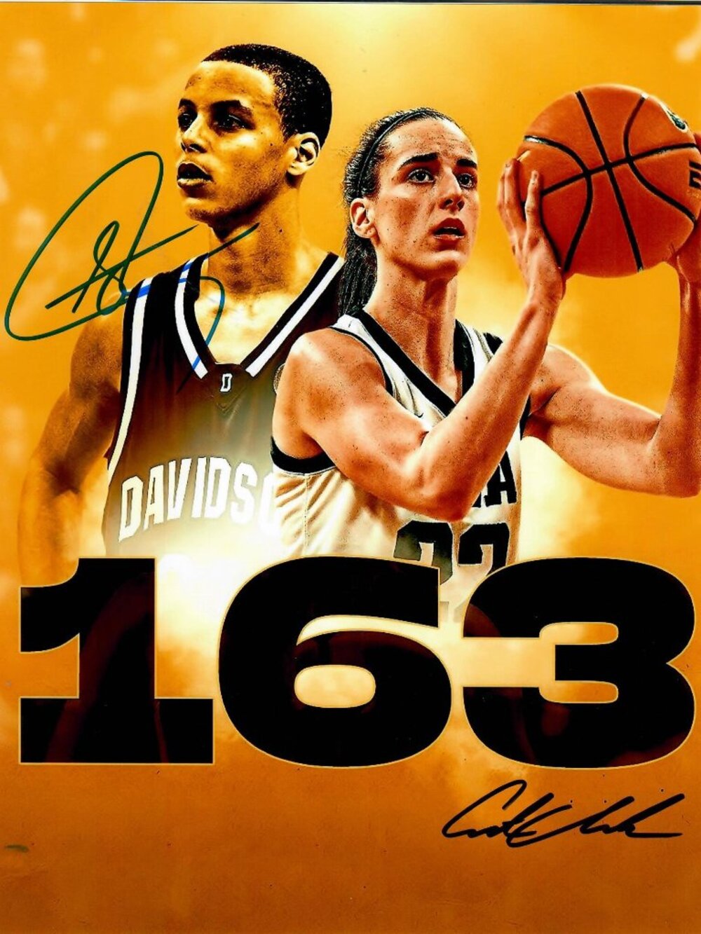 Golden State Warriors Steph Curry Indiana Fever Caitlin Clark Signed 8X10 Photo